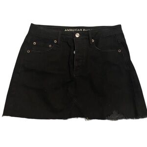 American Eagle Outfitters Black Button Fly Jean Mini Skirt